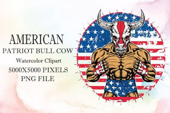American Patriot Bull Cow Watercolor Cli: A Fresh Take on Rustic Americana