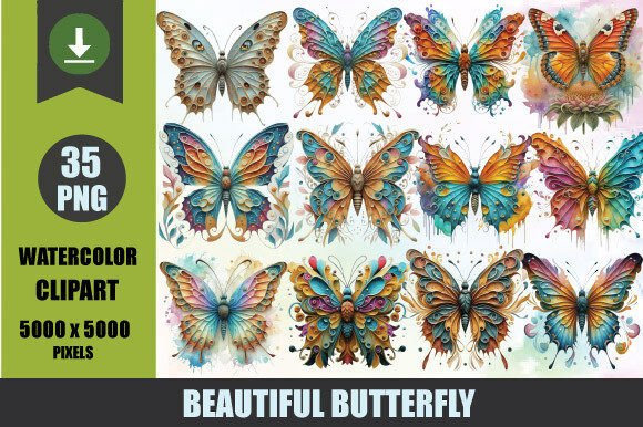 Butterfly Watercolor Clipart Bundle