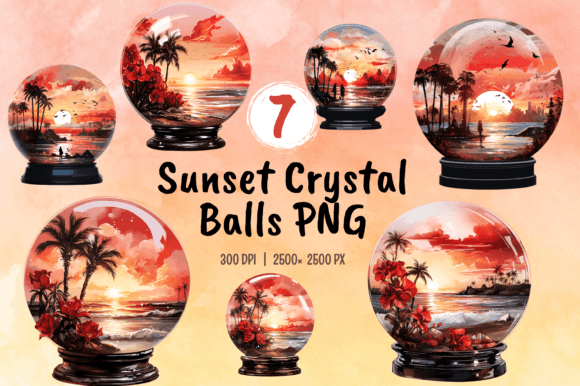 Crystal Ball Sunset Watercolor Clipart: A Creative Asset