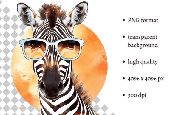 Cute Watercolor Summer Zebra PNG Clipart for Creative Projects