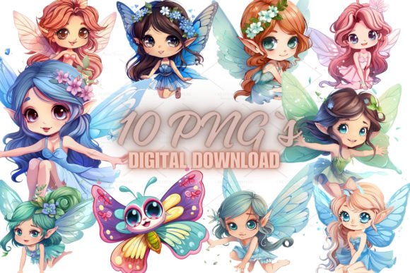 Fairy Girl Watercolor Clipart, PNG 5S-8: A Creative Asset