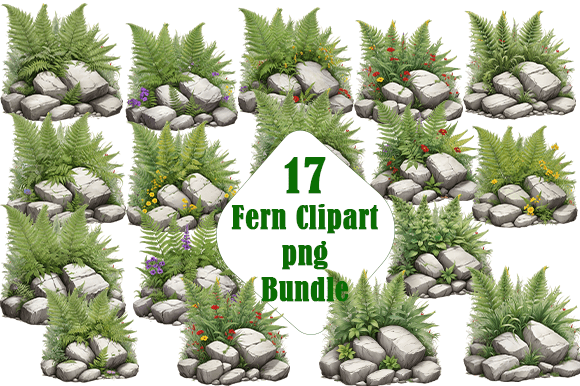 Fern Watercolor Clipart PNG Bundle