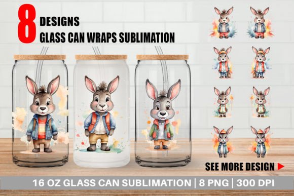 Glass Can Watercolor Cute Donkey: A Whimsical Display Font with Handcrafted Charm