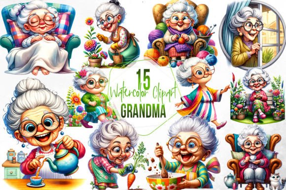 Grandma Watercolor Sublimation Clipart