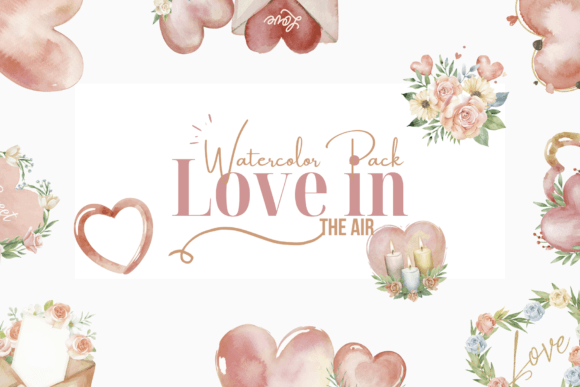 Love is in the Air Watercolor Clipart: A Playful Asset for Modern Creative Projects