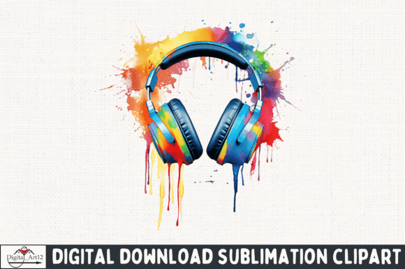 Melting Headphone Watercolor Clipart