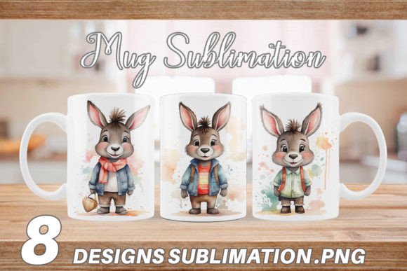 Mug Watercolor Cute Donkey: A Whimsical Font with Hand-Painted Charm