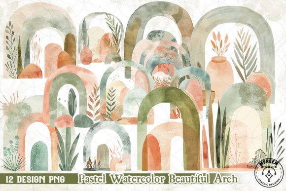 Pastel Watercolor Beautiful Arch: A Font with Soft Presence