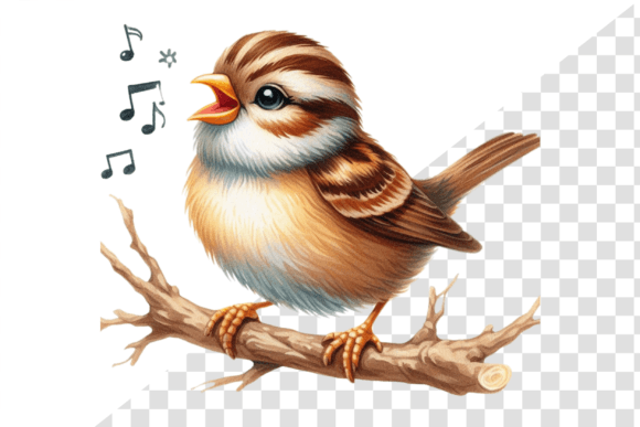 SpringSong Sparrow Watercolor Clipart for Branding and Design