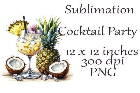 Sublimation Watercolor Cocktail Party PNG: Artful Designs for Creative Projects