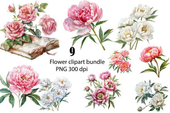 Vintage Floral Watercolor Clipart Bundle