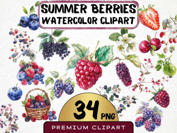 Watercolor Berries Clipart Bundle: A Versatile Asset for Creative Projects