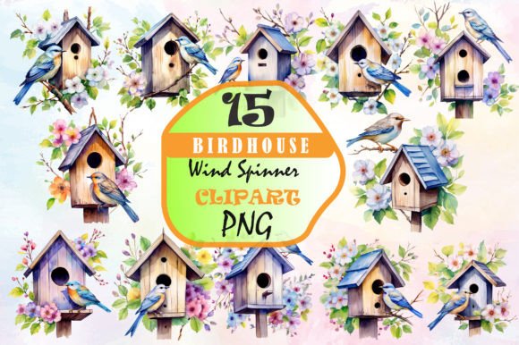 Watercolor Birdhouse Clipart Bundle: A Versatile Asset for Branding, Design, and Content