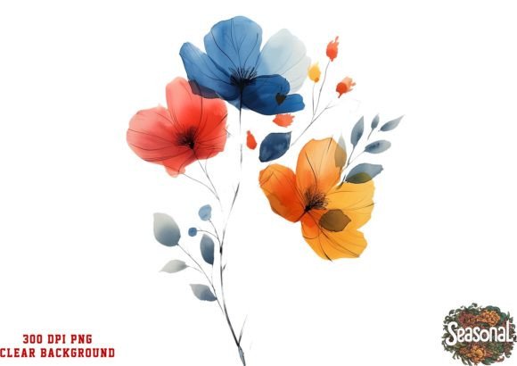 Watercolor Boho Flowers Clipart
