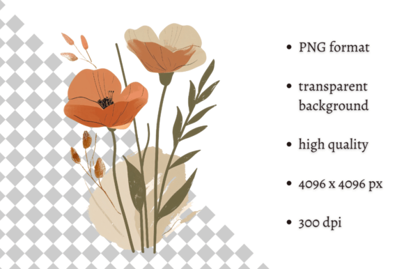 Watercolor Boho Wild Flowers Clipart for Designers and Creatives