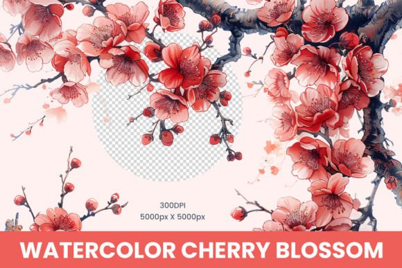 Watercolor Cherry Blossom PNG Design Asset Guide