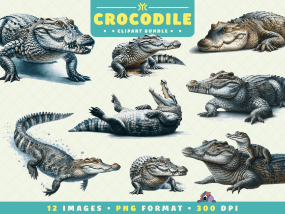 Watercolor Crocodile Clipart for Modern Design Projects