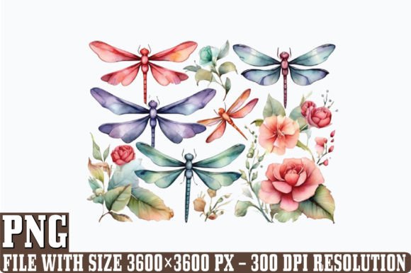 Watercolor Dragonflies PNG Clipart Subli