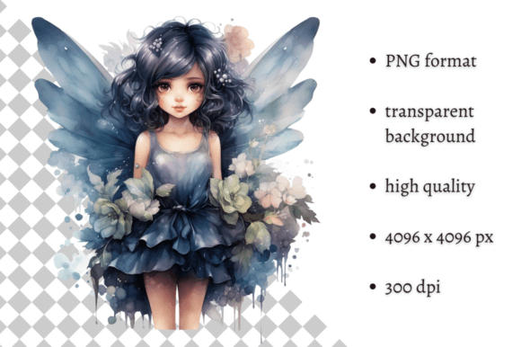 Watercolor Floral Fairy PNG Clipart for Designers