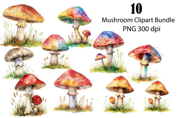 Watercolor Forest Mushroom Clipart in Modern Design