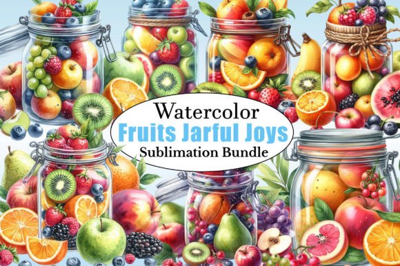 Watercolor Fruits Jarful Joys Clipart for Creative Projects
