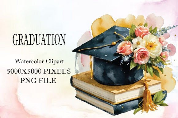 Watercolor Graduation Clipart for Thoughtful Design Projects