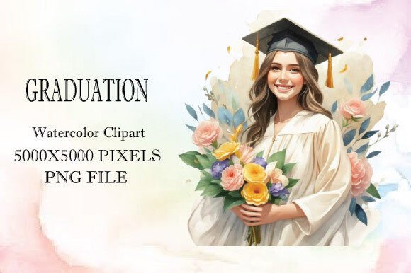 Watercolor Graduation Girl Clipart for Creative Projects