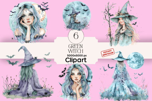 Watercolor Green Witch Clipart: A Designer's Secret