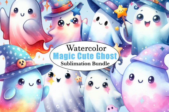 Watercolor Magic Cute Ghost PNG Clipart