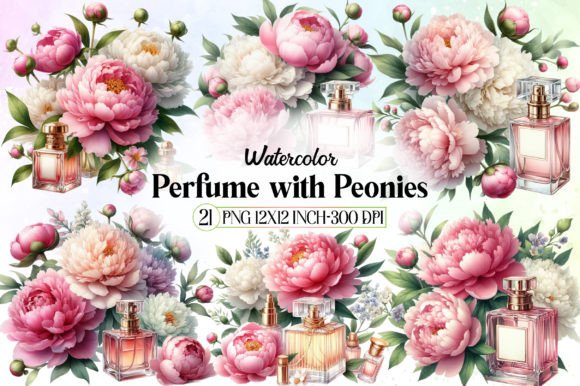 Watercolor Perfume with Peonies Clipart: A Creative Asset Guide