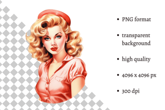 Watercolor Pin-up Girl PNG Clipart