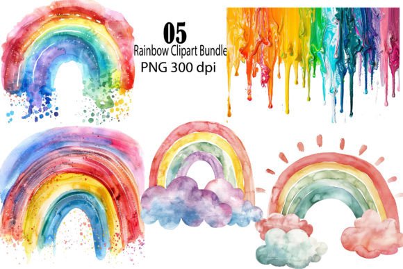 Watercolor Rainbow Clipart Bundle: Elevate Your Brand Identity